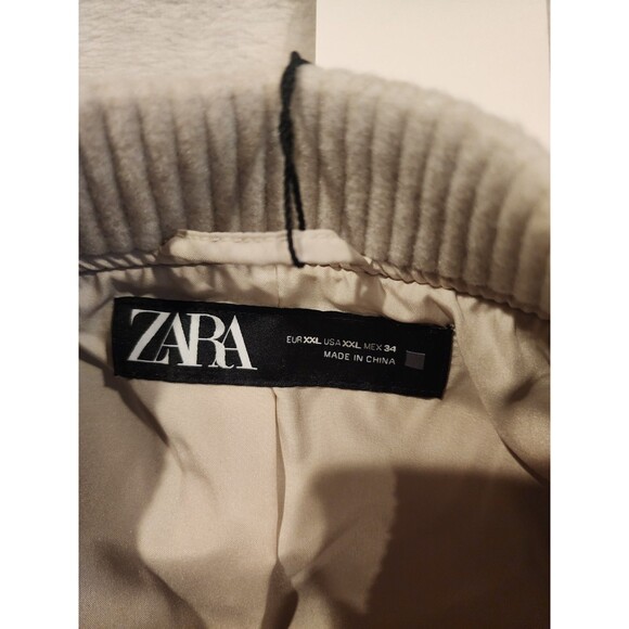 Zara Cropped Bomber Jacket Cream Ivory Chic Outerwear Varsity XXL Women - Picture 4 of 9